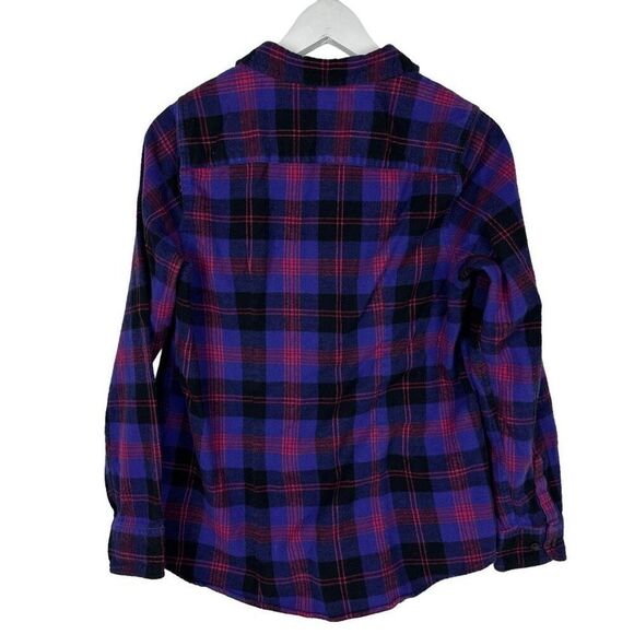 LL Bean Womens Plaid Slightly Fitted flannel shirt size Small Purple - Picture 2 of 6